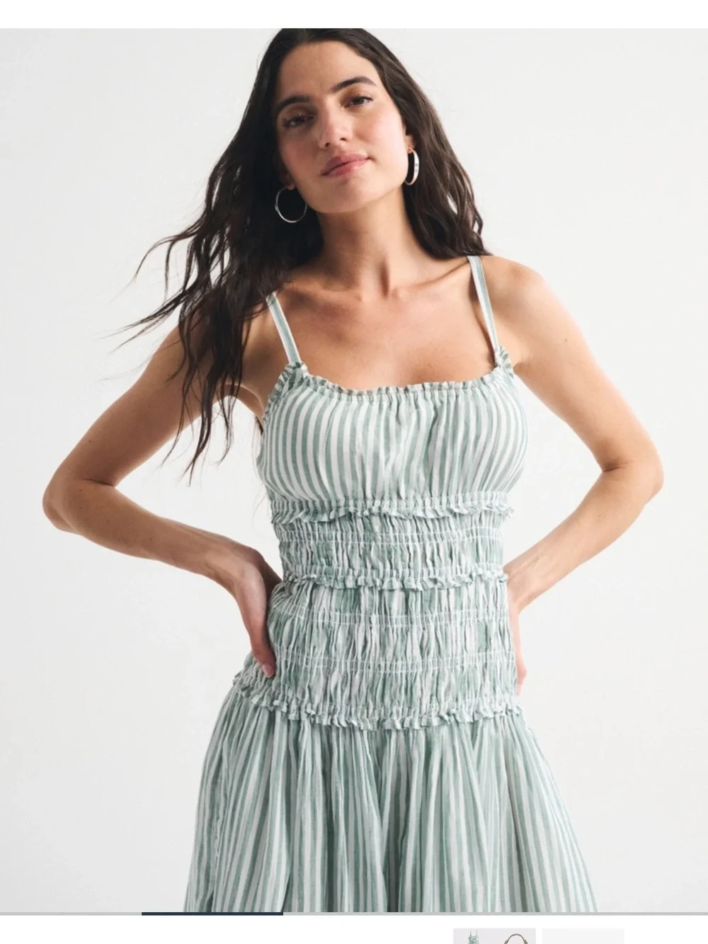 Abercrombie & Fitch Mint Green and White Striped Maxi Dress